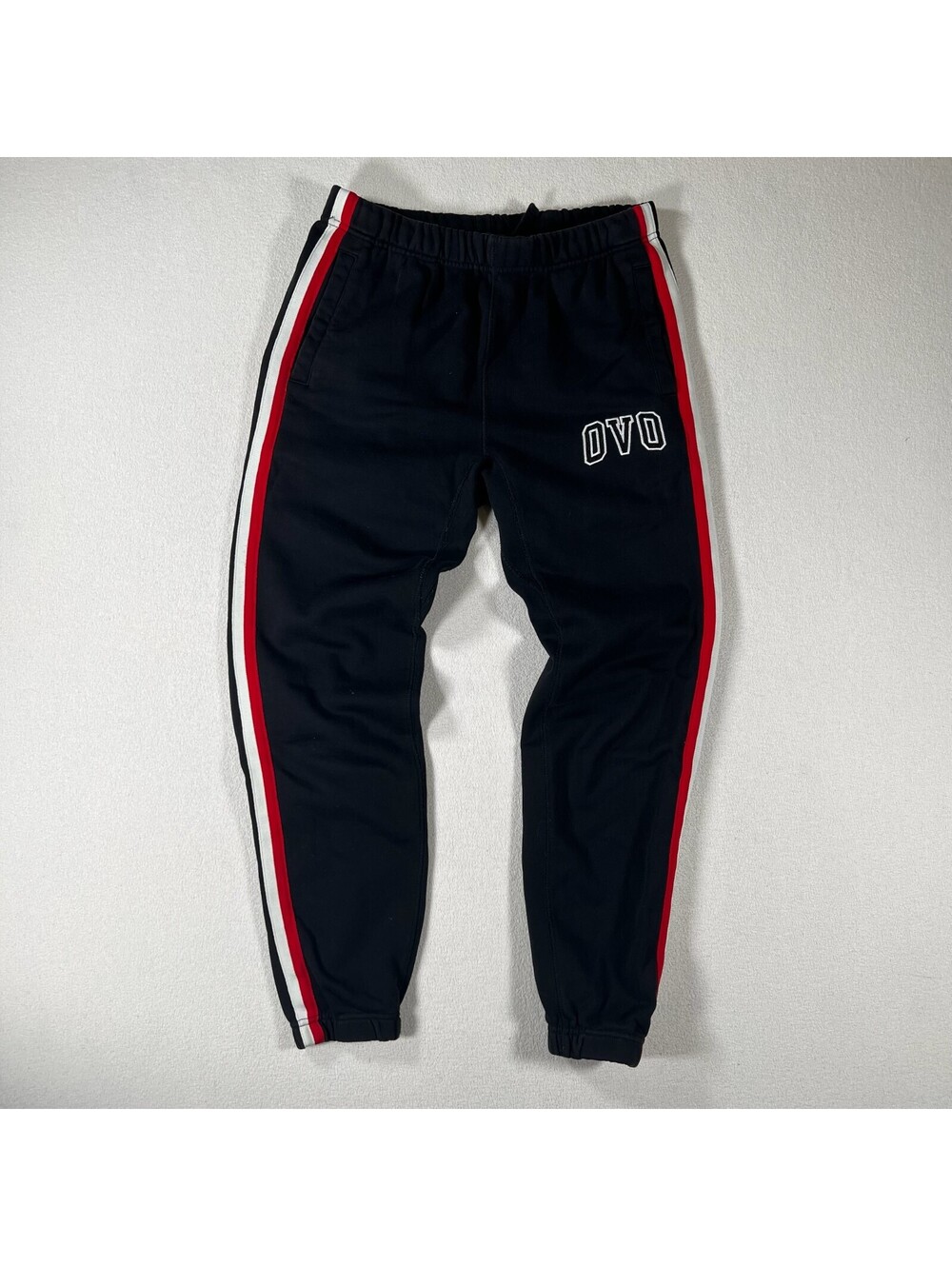 OVO Track Pants Black Red Stripe- Size M